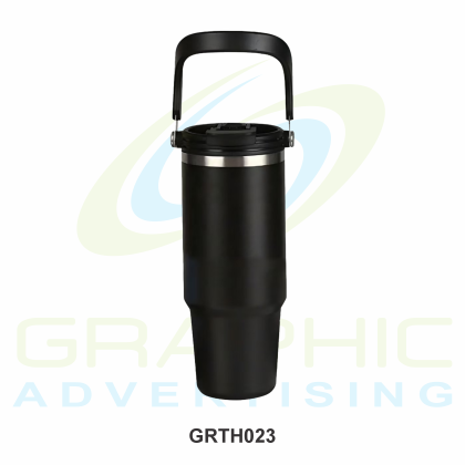 Black Double Wall Stainless Steel Vacuum Thermos with Handle